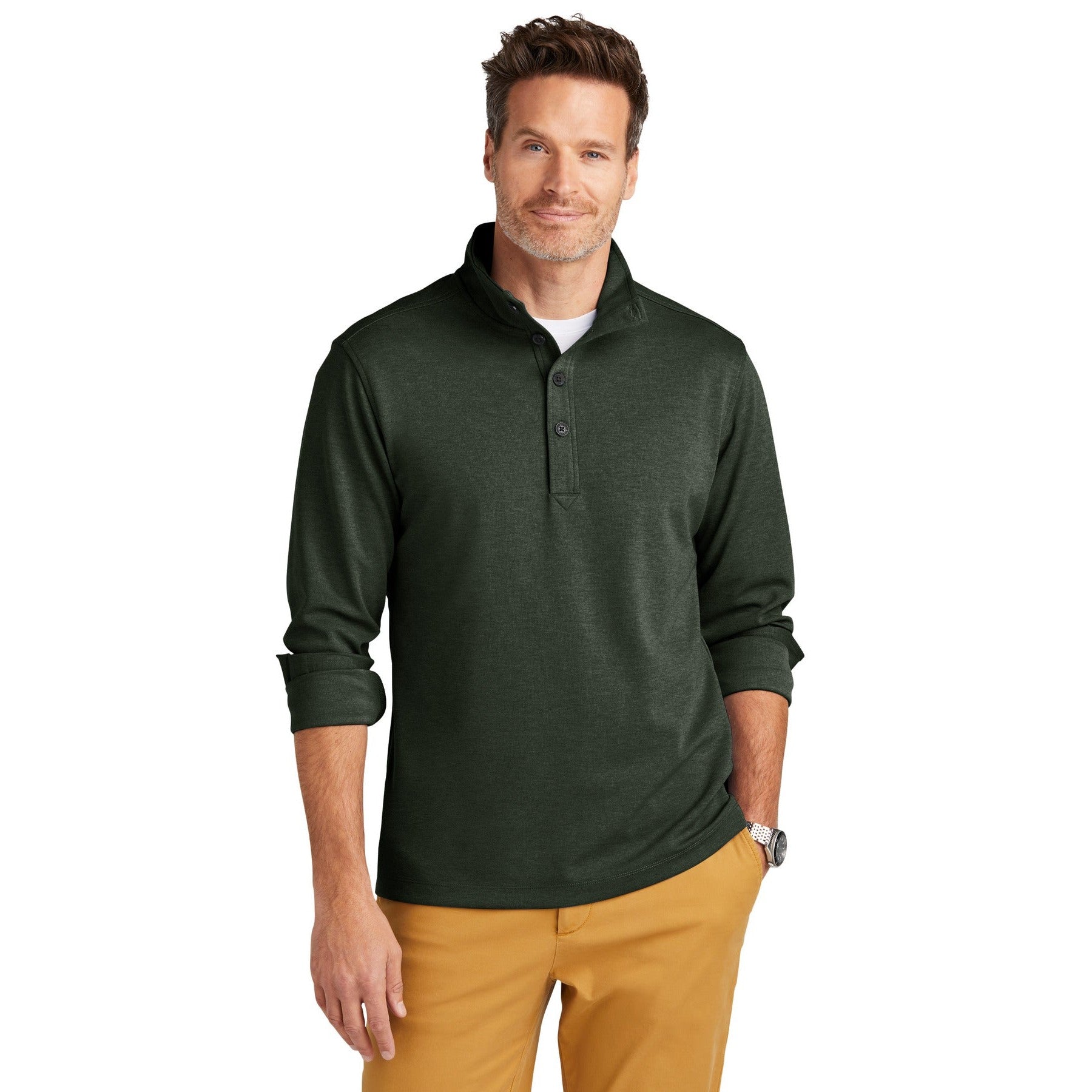 Brooks Brothers-Brooks Brothers® Mid-Layer Stretch 1/2-Button BB18202-MedTech-4